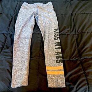 Women’s Gray Leggings with Orange Accents by Pink